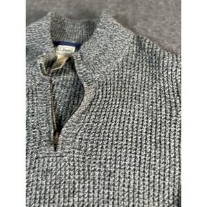 LL Bean Men's 2XLT Gray Heavy Knit 1/4 Zip Organic Cotton‎ Sweater